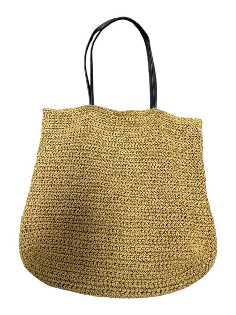 Vintage Eddie Bauer Woven Straw Hobo Bag Purse Beach Vacation Boho Chic Leather
